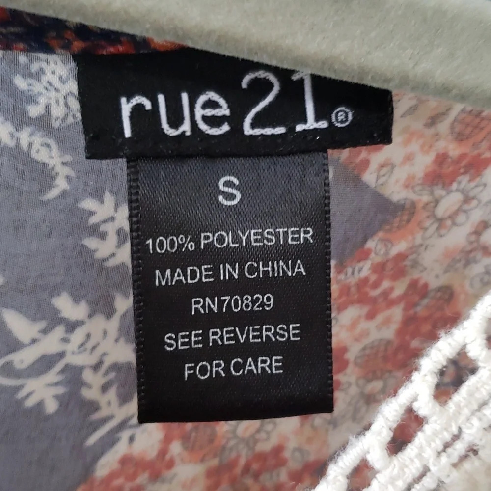 Rue 21 Crochet Sheer Blouse Small Vintage Quilt Inspired Boho Bohemian - Picture 6 of 11